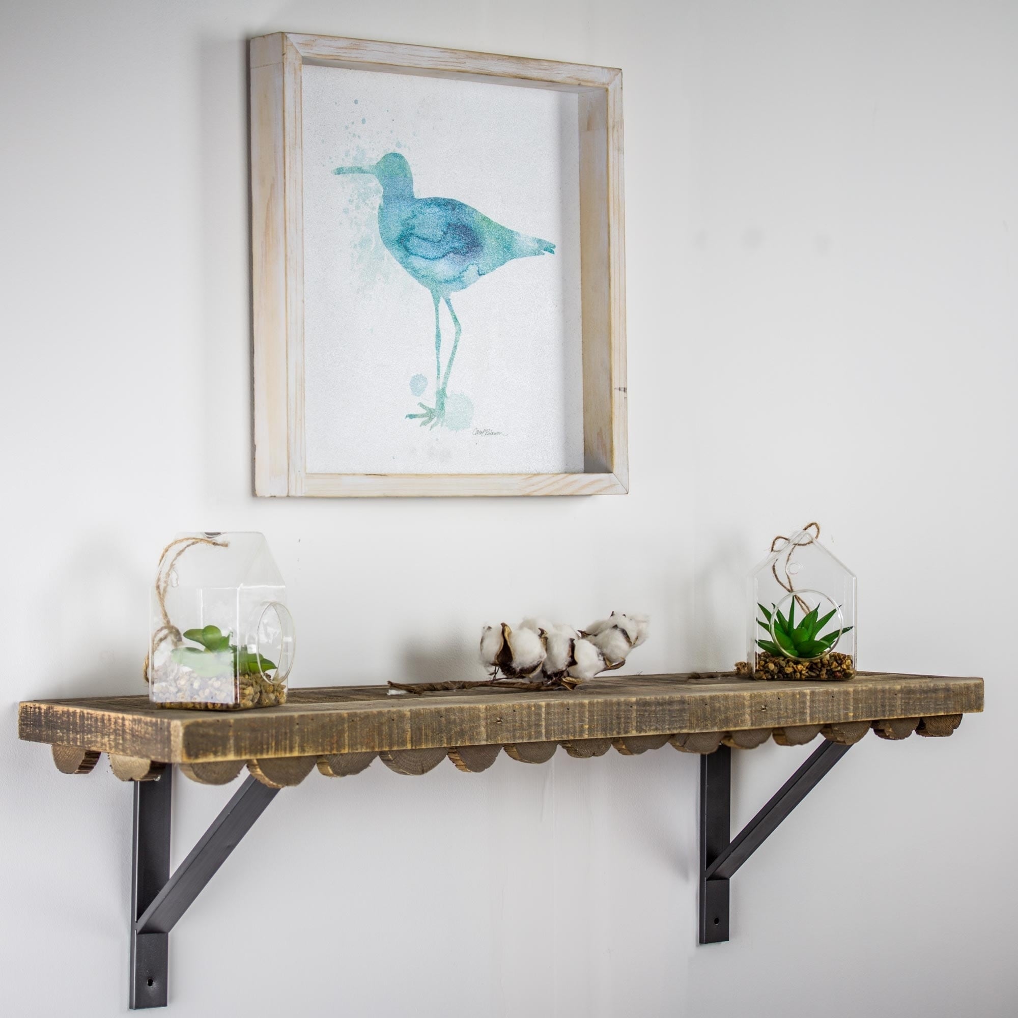 Shop American Art Decor Scalloped Wood Rustic Hanging Wall Shelf