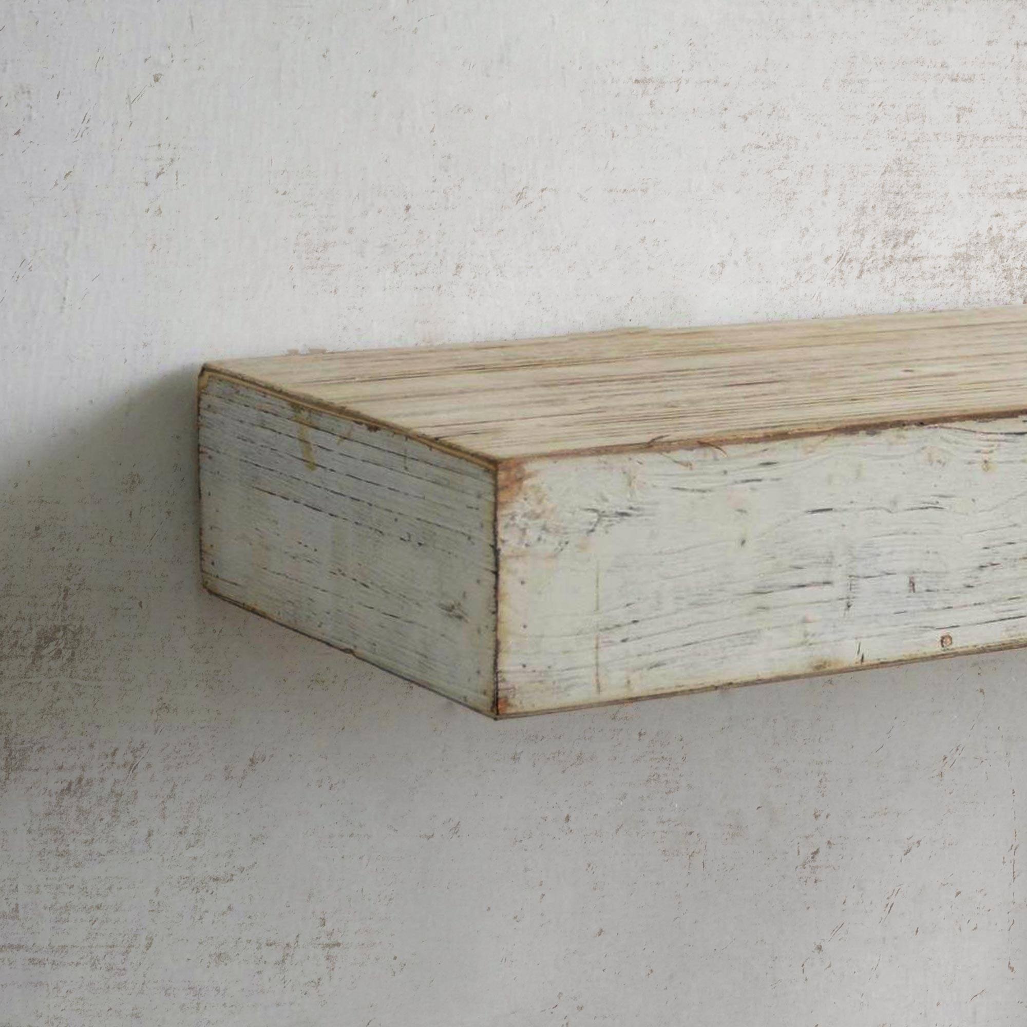 American Art Decor Rustic Whitewashed Wood Floating Wall Shelf Large