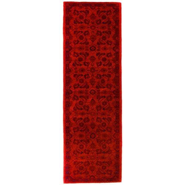 Over Dyed Color Reform Loyd Red/Black Wool Runner (2'4 x 8'2) - 2 ft. 4 in. x 8 ft. 2 in.