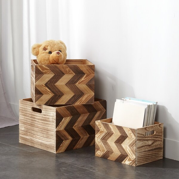 Chevron Storage Crates, Set of 3