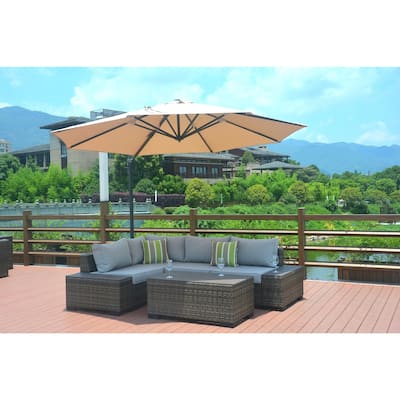 Verona Outdoor Garden 8-piece Patio Section Sofa Set with 11.5-foot Aluminum Cantilever Umbrella