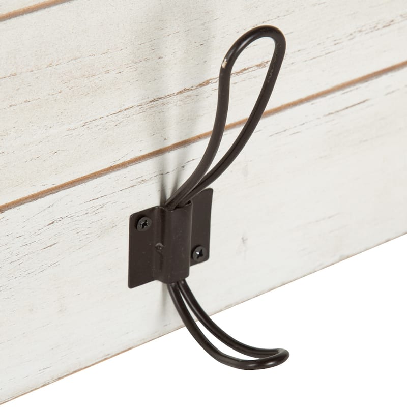 Kate and Laurel Jeran Wood Wall Shelf with 5 Hooks