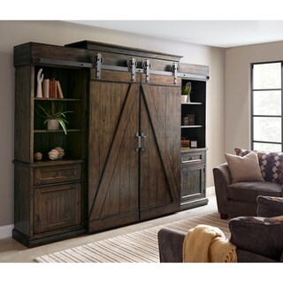 Shop Fraser Farmhouse Rustic Pine Barn Door Entertainment Console