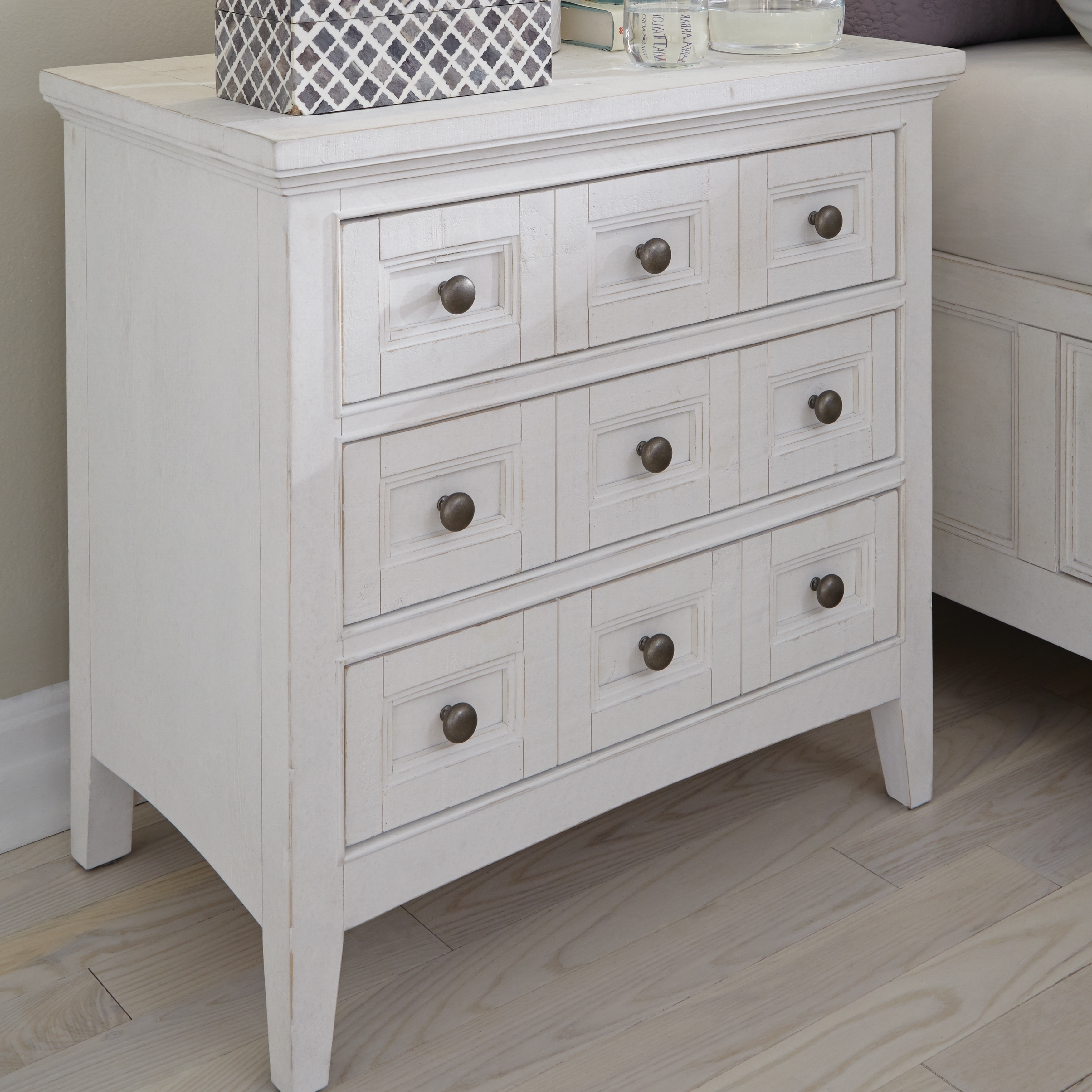 Heron Cove Relaxed Traditional Soft White 3 Drawer Nightstand Overstock 20108344