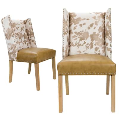 Rexford Wingback Leather Upholstery Nailhead Dining Chairs - n/a