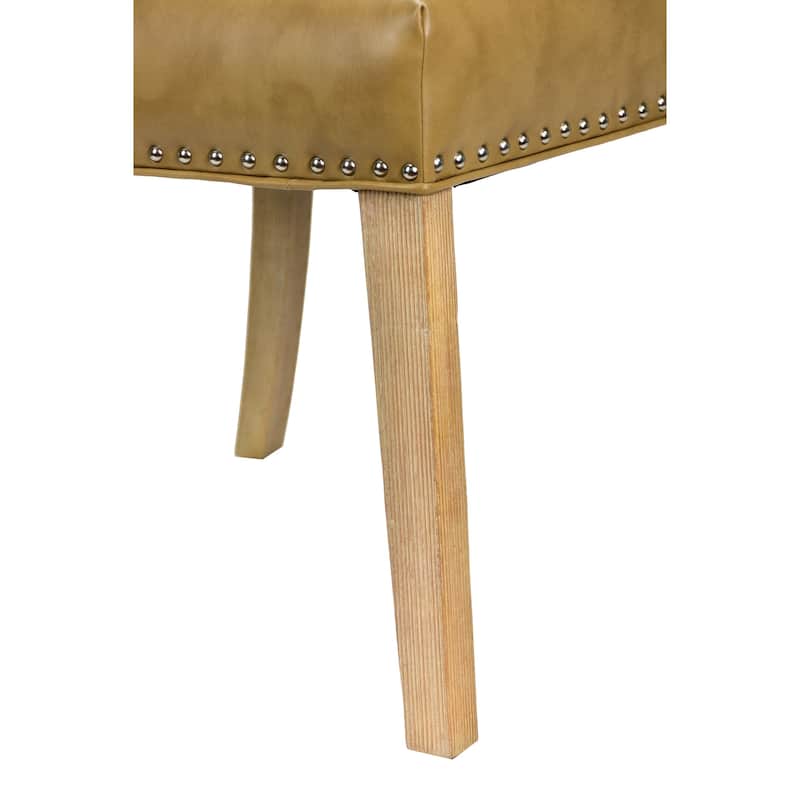 Rexford Wingback Leather Upholstery Nailhead Dining Chairs - n/a - tan & white