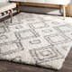 Carson Carrington Solsletta Moroccan Trellis White and Grey Shag Rug