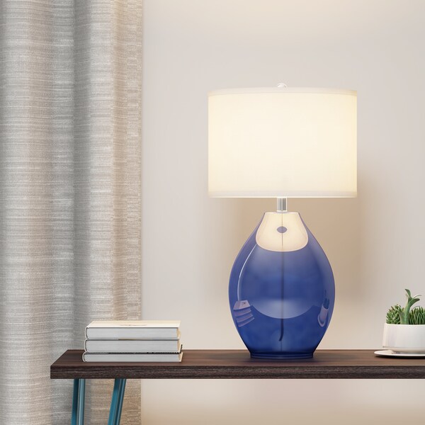 Carson Carrington Ostermyra 1-light Dark Blue Glass Table Lamp
