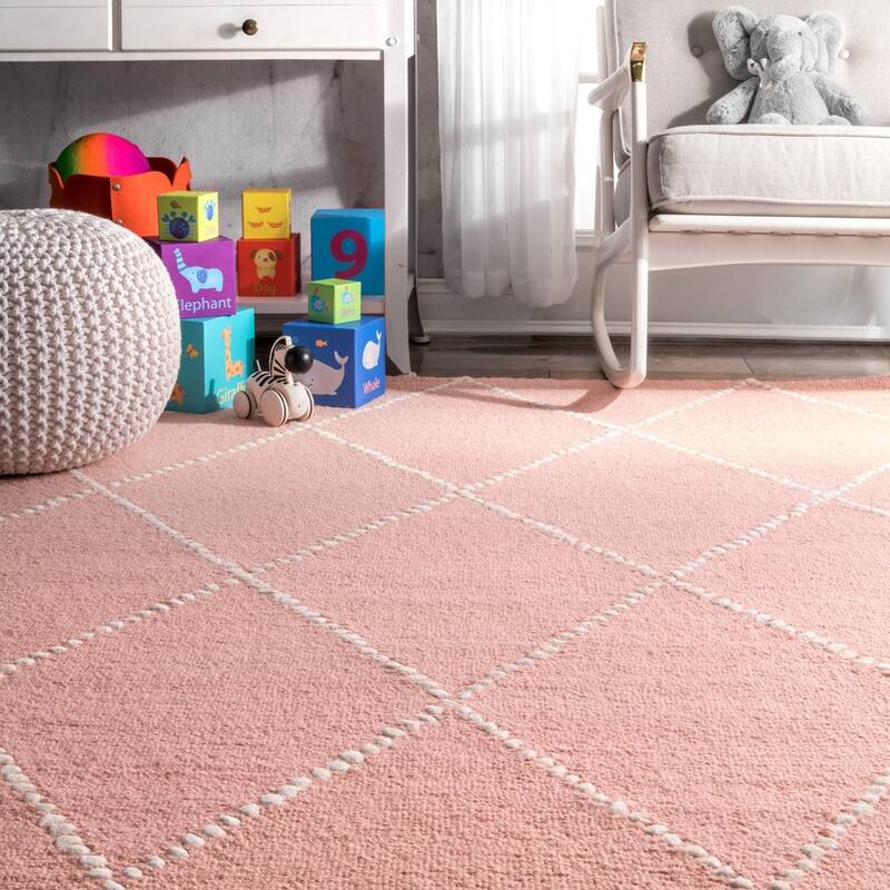 Nuloom Handmade Dotted Trellis Wool Kids Nursery Rug