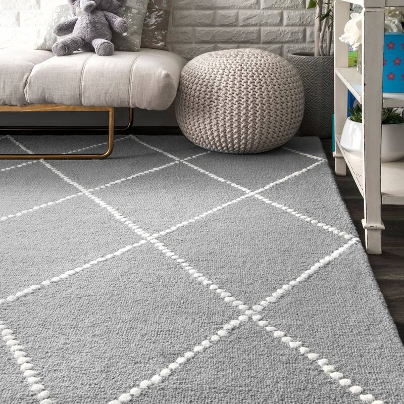 Nuloom Handmade Dotted Trellis Wool Kids Nursery Rug