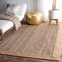 The Gray Barn Cinch Buckle Braided Reversible Border Grey Jute Area Rug