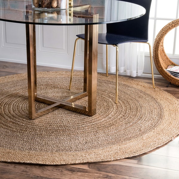 The Gray Barn Cinch Buckle Braided Reversible Border Grey Jute Area Rug