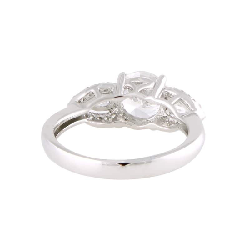 Platinum o/ Silver 4.39ctw White CZ 3-Stone Ring, Size 8