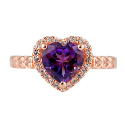 Sterling Silver 1.9ctw African Amethyst & Cubic Zirconia Ring, Size 7 - Purple