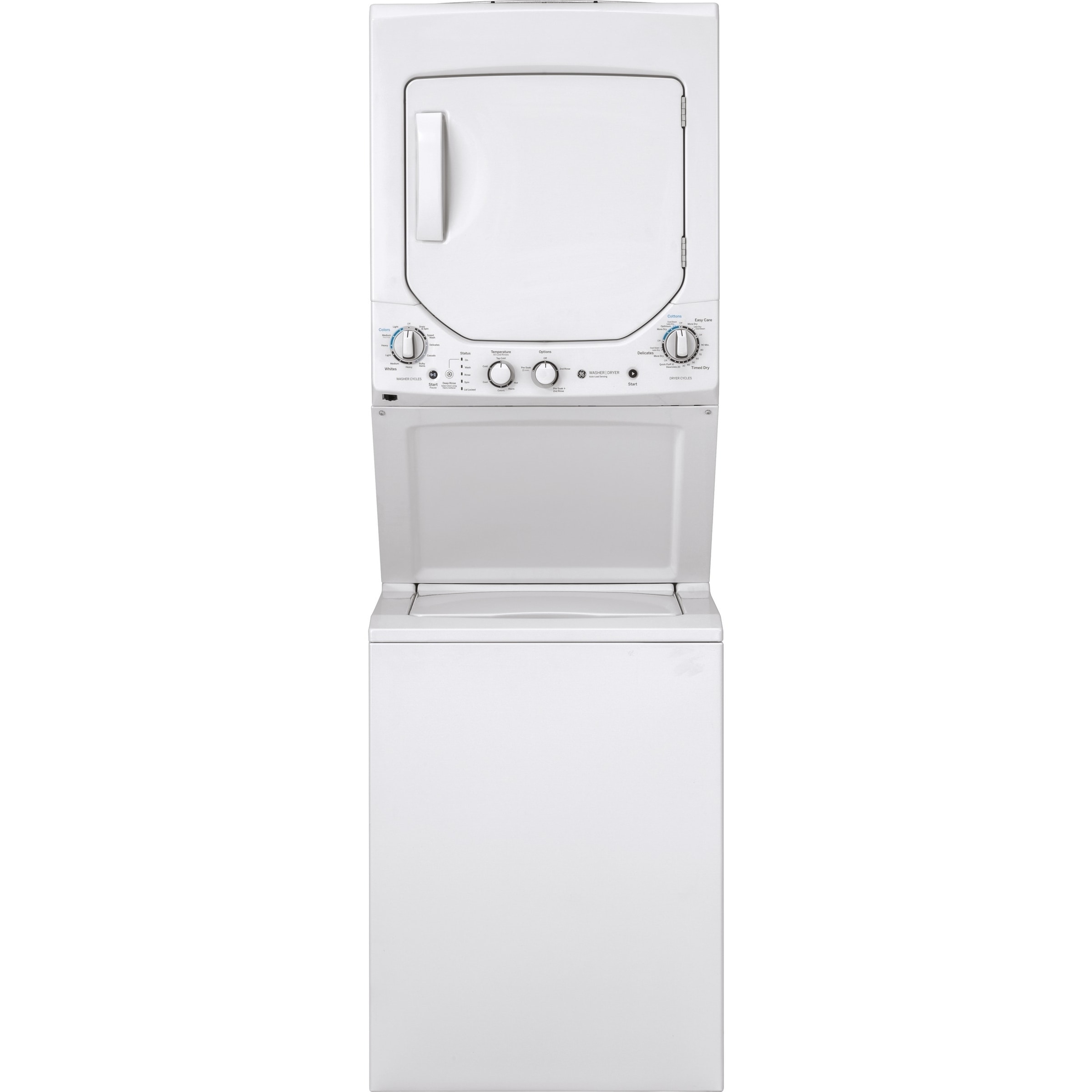 GE Unitized Spacemaker 2.3 DOE cu. ft. Stainless Steel Washer and 4.4 cu. ft. Gas Dryer
