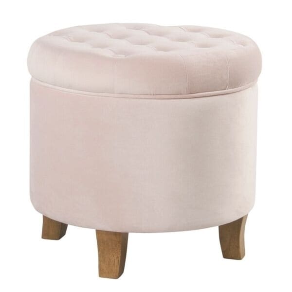 Shop Carbon Loft Hackback Velvet Tufted Pink Blush Round Storage