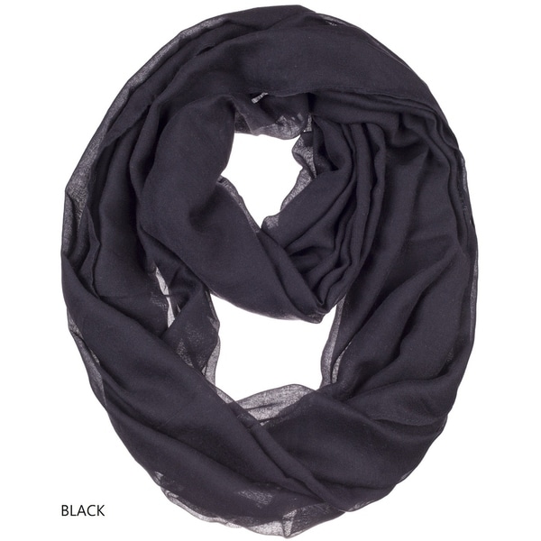 BYOS Womens Airy Crinkled Lightweight Soft Infinity Scarf Loop Snood in Solid Color