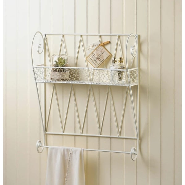 Classic Wall Mounted Display Shelf with Towel Bar - Overstock - 20114140