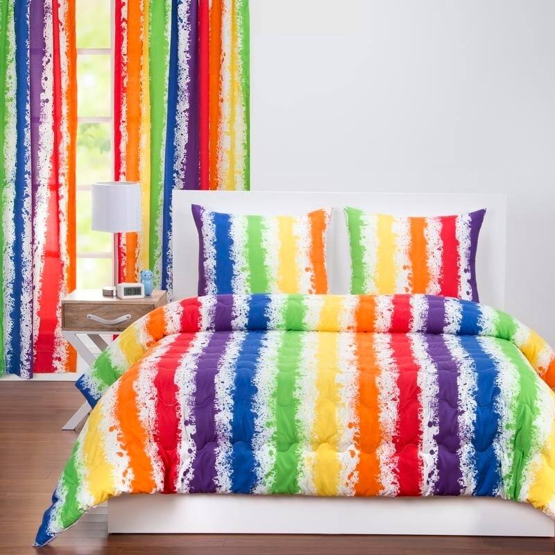 Learning Linens Brainwaves 84 inch Rod pocket Rainbow Curtain