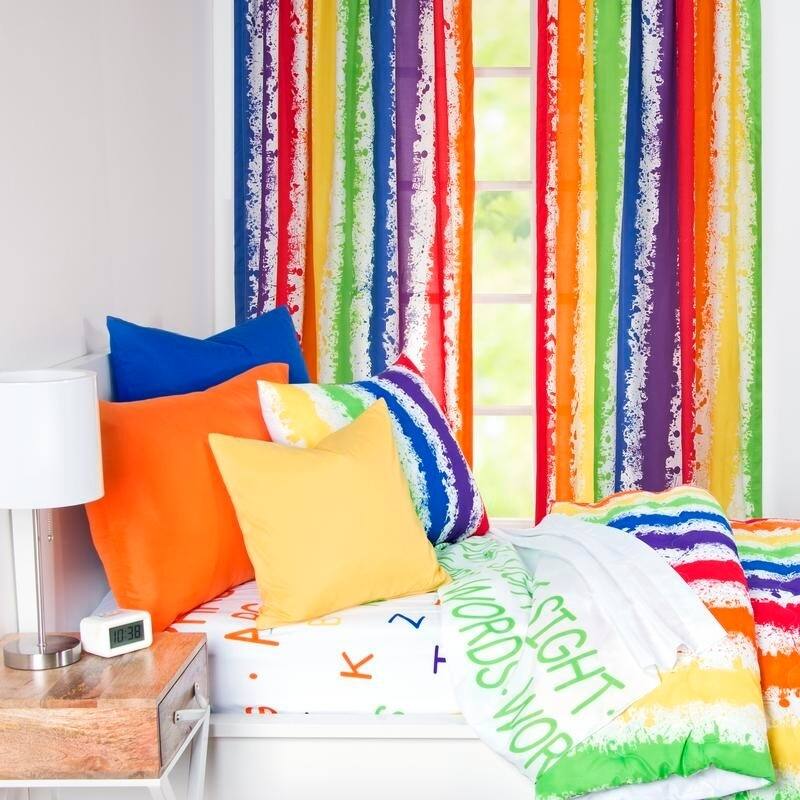 Learning Linens Brainwaves 84 inch Rod pocket Rainbow Curtain