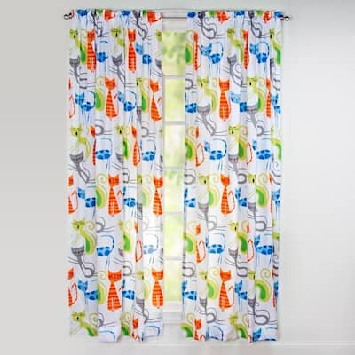 Learning Linens Smarty Cat 84 inch Rod Pocket Curtain Panel