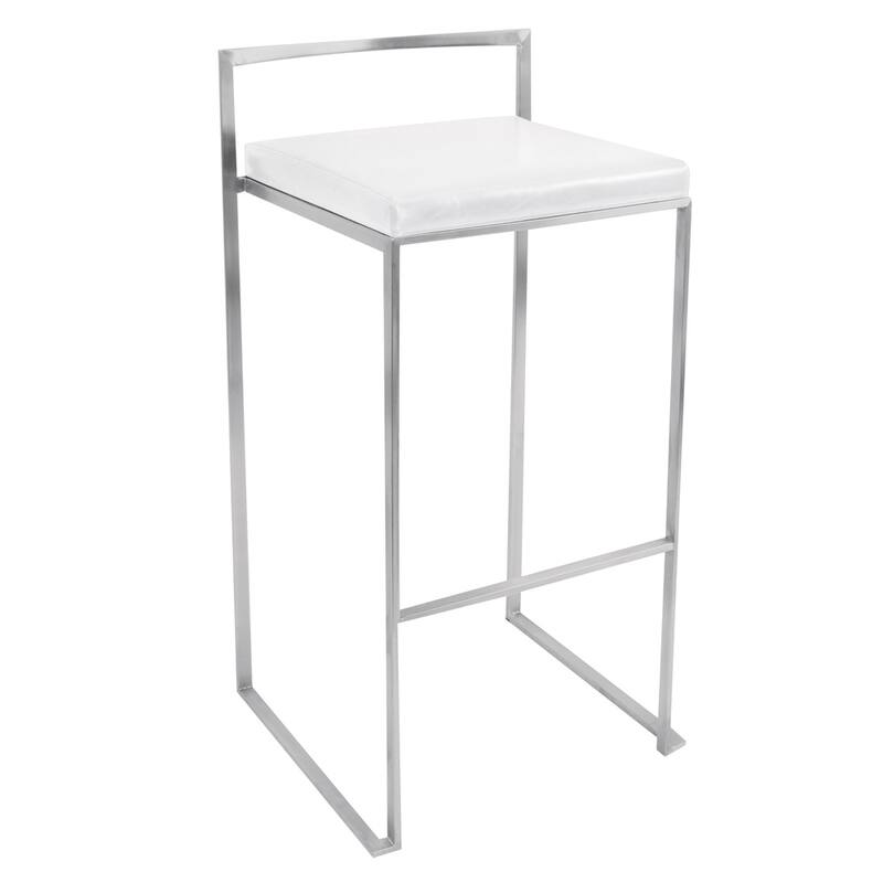 Silver Orchid Forrest Stackable Faux Leather Bar Stools (Set of 2) - N/A - White