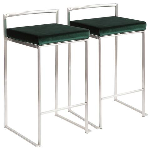 Silver Orchid Forrest Stainless Steel Stackable Counter Stool (Set of 2)