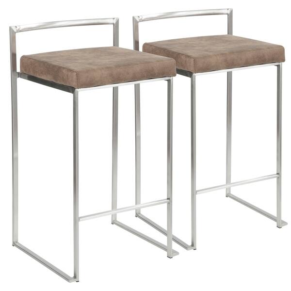 Silver Orchid Forrest Stainless Steel Stackable Fully Welded Counter Stool (Set of 2)