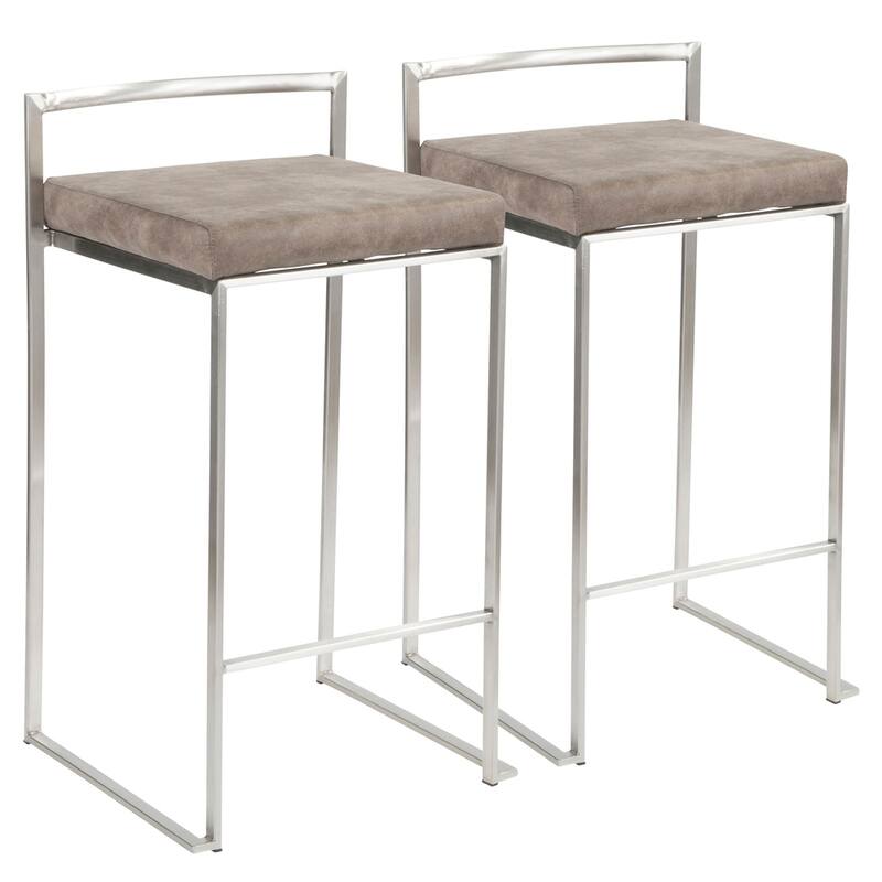 Silver Orchid Forrest Stainless Steel Stackable Fully Welded Counter Stool (Set of 2)