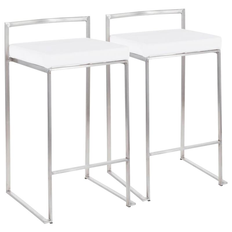 Silver Orchid Forrest Stainless Steel Stackable Fully Welded Counter Stool (Set of 2) - White Velvet