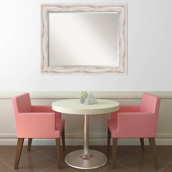 The Gray Barn Autumn Avenue Large White Wash Wall Mirror, 33 x 27 - 27.12 x 33.12 x 1.971 inches deep
