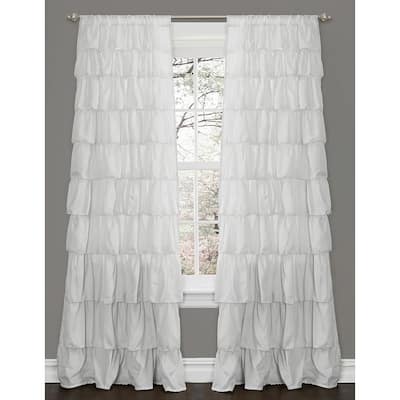 The Gray Barn Kookaburra Ruffle White Curtain Panel