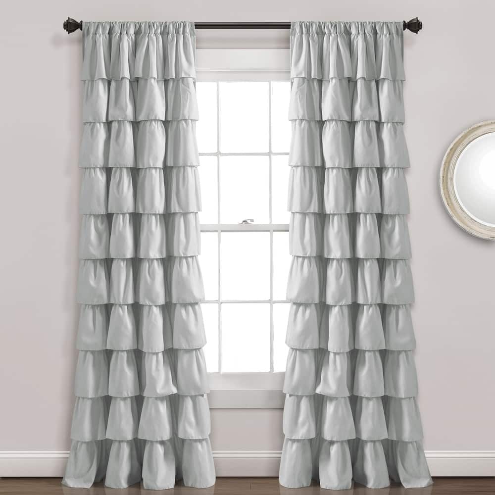 The Gray Barn Kookaburra Ruffle White Curtain Panel