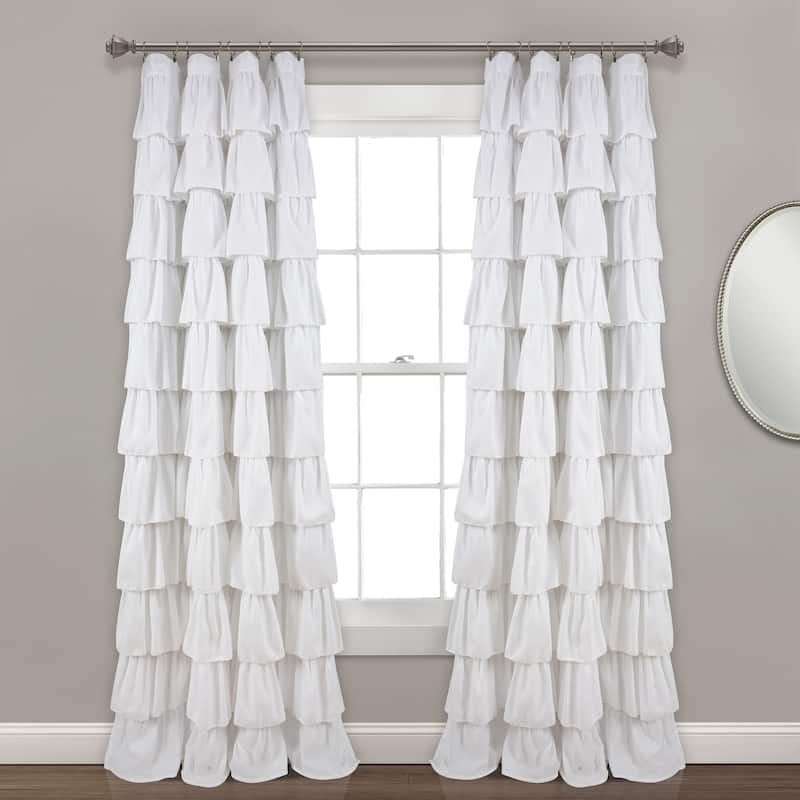 The Gray Barn Kookaburra Ruffle White Curtain Panel