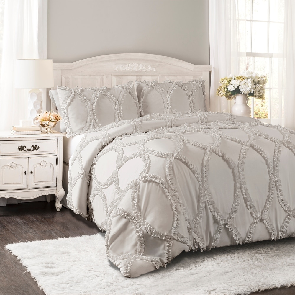  BESTCHIC Grey King Size Comforter Set, 5 Pieces Tufted