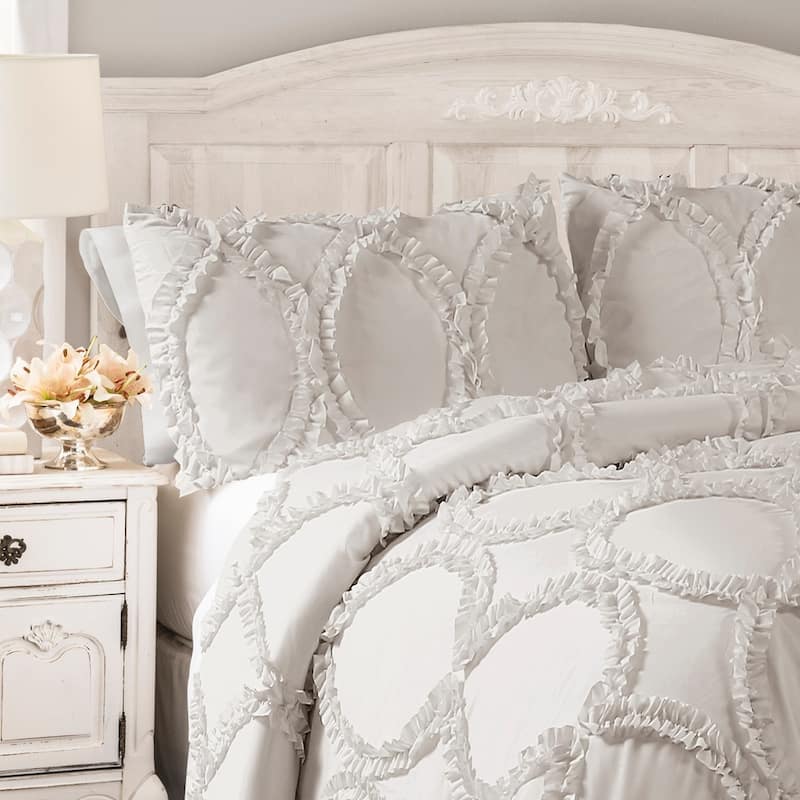 Lush Decor Avon Ruffled White 3-piece Comforter Set
