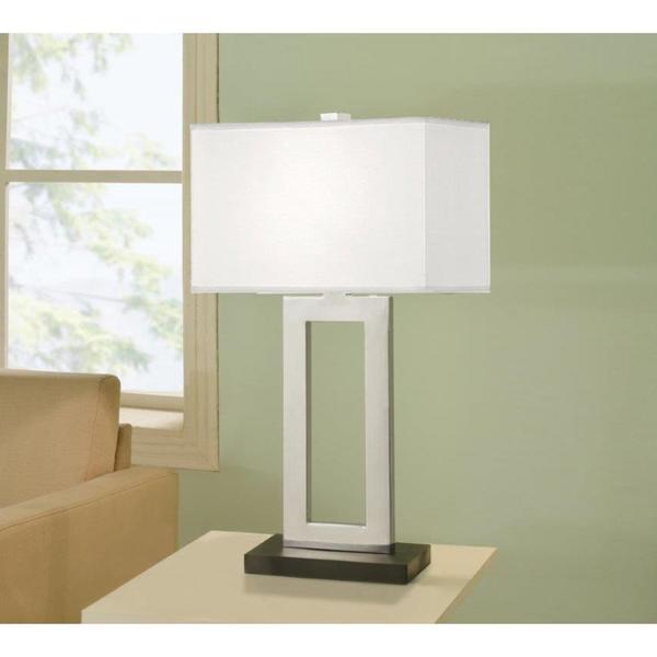 Oliver & James Spero 29-inch Contemporary Chrome & Black Contrast Table Lamp with Rectangular Hardback Shade