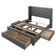 preview thumbnail 3 of 22, Strick & Bolton Roth Grey Linen Wingback 4-drawer Storage Bed