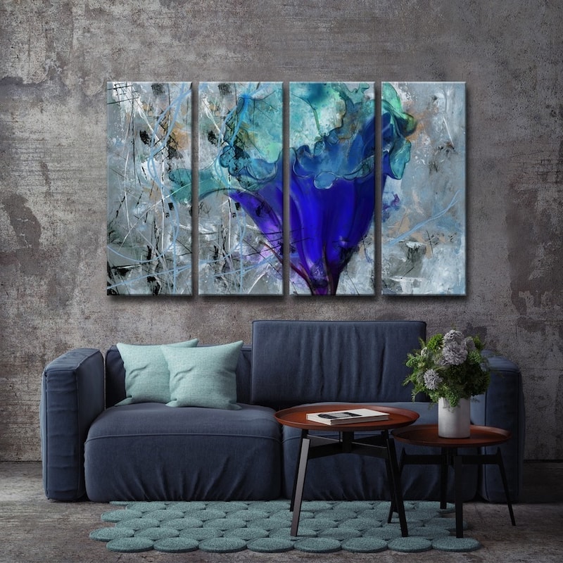 Copper Grove Blue Flower Canvas Wall Art