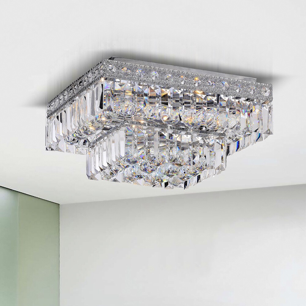 Silver Orchid Taylor 2-tier Chrome Crystal Chandelier (Chrome, Two Tier, Flush Mount Chandelier) - Chandeliers For Bedrooms by Overstock.com