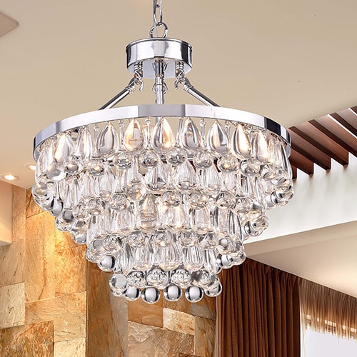 Silver Orchid Andral  Chrome and Crystal Chandelier (5-light, Chrome Crystal, Teardrop Chandelier) - Chandeliers For Bedrooms by Overstock.com