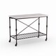 Carbon Loft Black Faux Marble Rolling Kitchen Island - Thumbnail 1