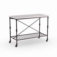 Carbon Loft Black Faux Marble Rolling Kitchen Island
