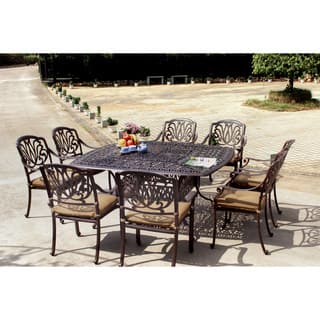 Havenside Home Carmel Cast Aluminum 9-piece Dining Set with Seat Cushions