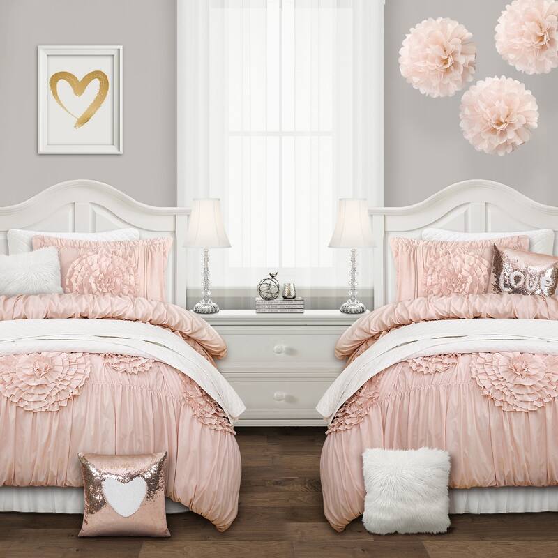 Silver Orchid O'Fredericks Ruffled Flower 3-piece Comforter Set