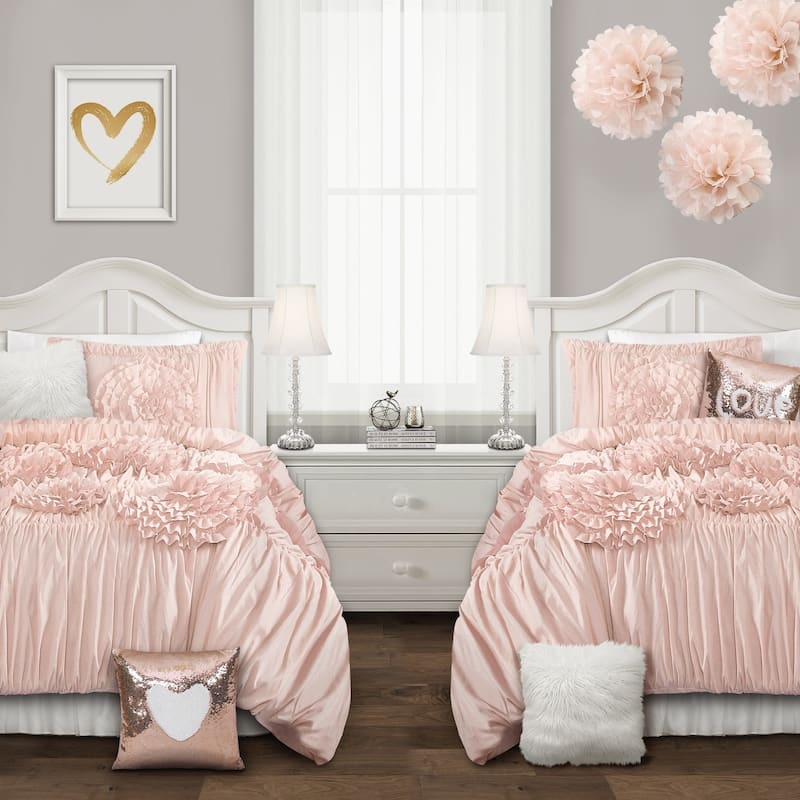 Silver Orchid O'Fredericks Ruffled Flower 3-piece Comforter Set