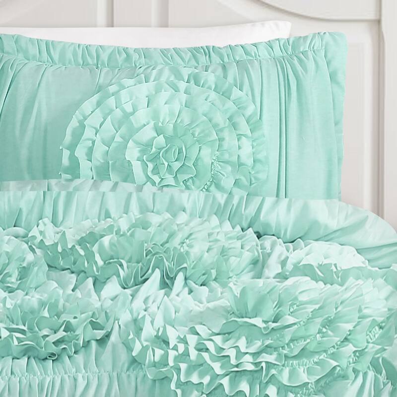 Silver Orchid O'Fredericks Ruffled Flower 3-piece Comforter Set