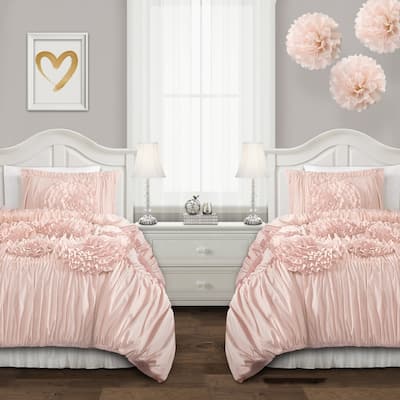 Silver Orchid O'Fredericks Ruffled Flower 3-piece Comforter Set