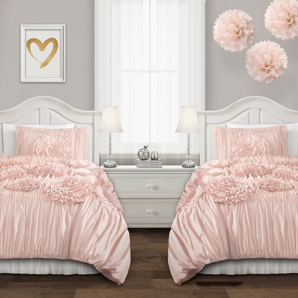 Silver Orchid O'Fredericks Ruffled Flower 3-piece Comforter Set