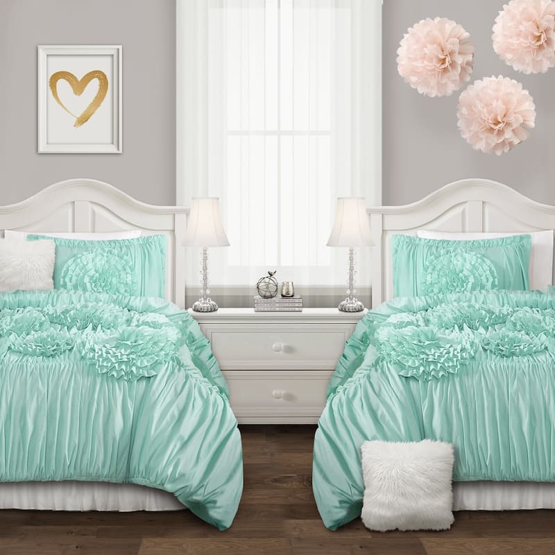 Silver Orchid O'Fredericks Ruffled Flower 3-piece Comforter Set